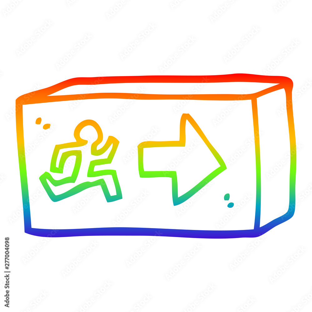 rainbow gradient line drawing cartoon exit sign rainbow gradient line drawing cartoon exit sign