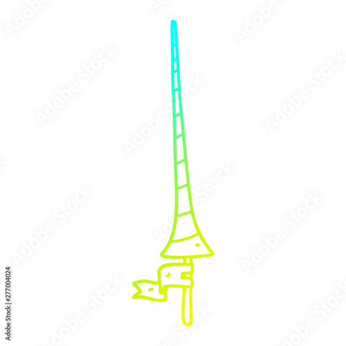 cold gradient line drawing cartoon medieval lance