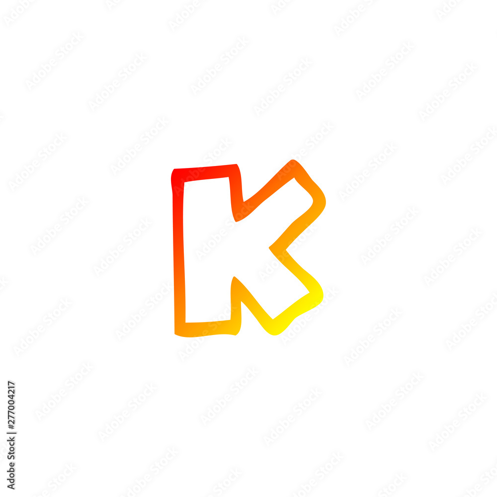 warm gradient line drawing cartoon letter k warm gradient line drawing cartoon letter k