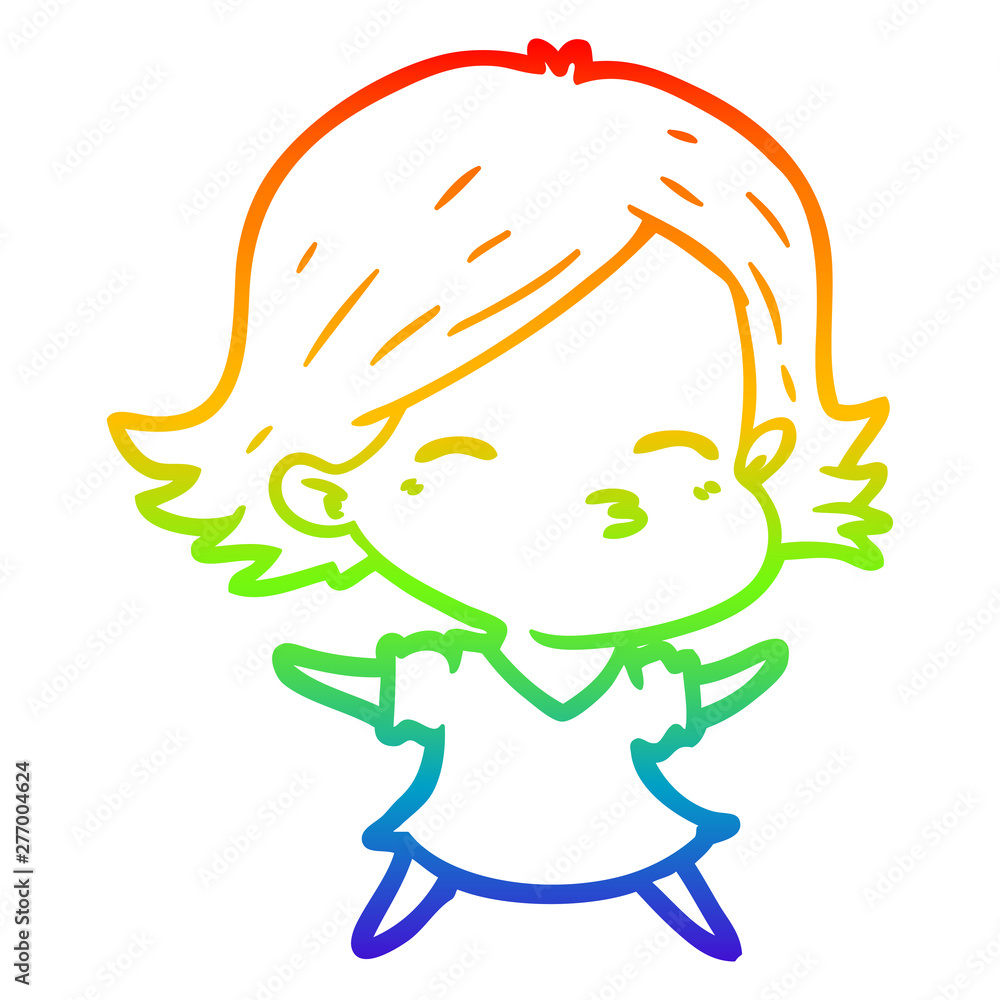 rainbow gradient line drawing cartoon woman rainbow gradient line drawing cartoon woman