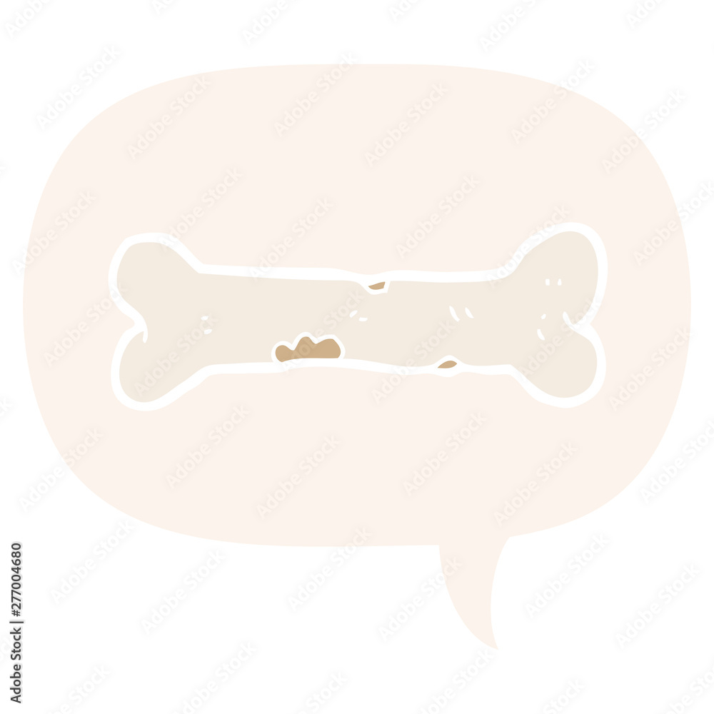 cartoon bone and speech bubble in retro style cartoon bone and speech bubble in retro style