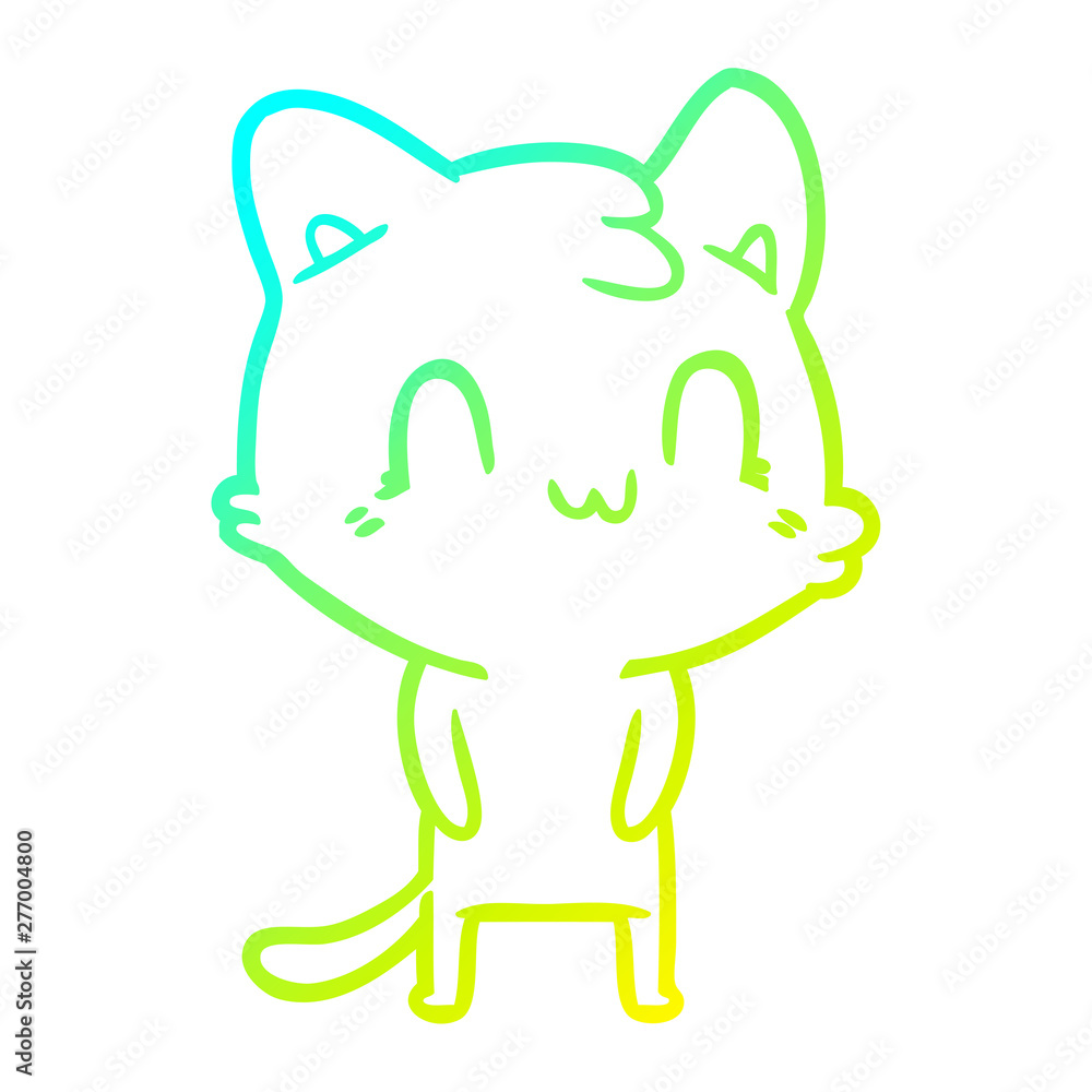 cold gradient line drawing cartoon happy cat cold gradient line drawing cartoon happy cat