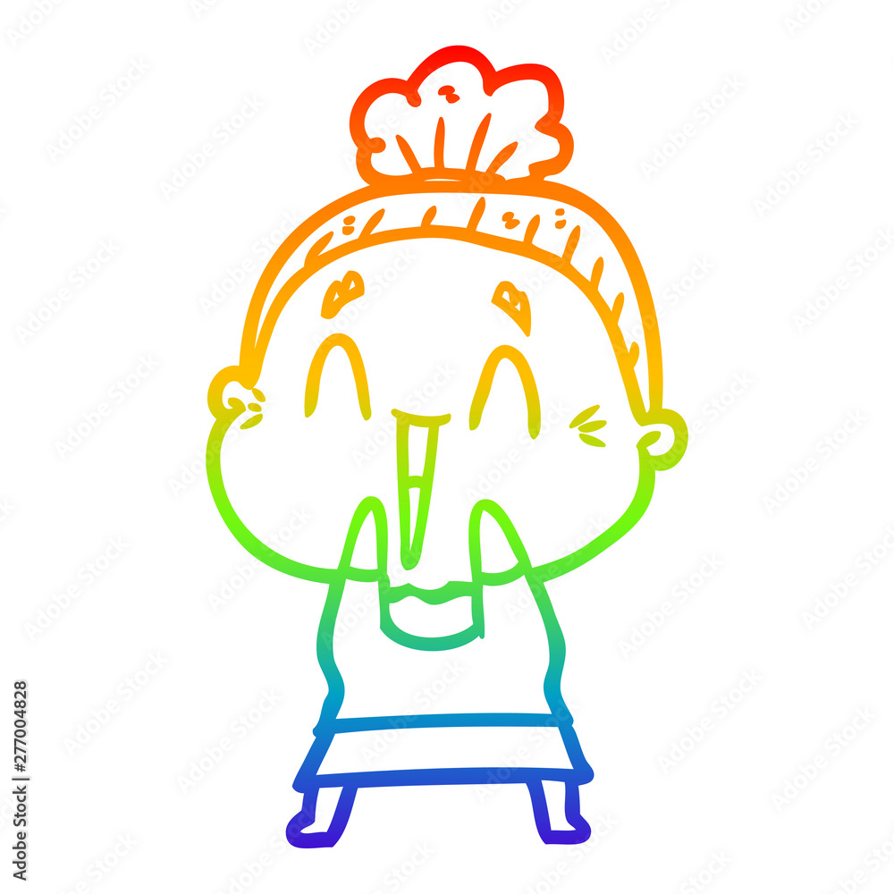 rainbow gradient line drawing cartoon happy old lady rainbow gradient line drawing cartoon happy old lady