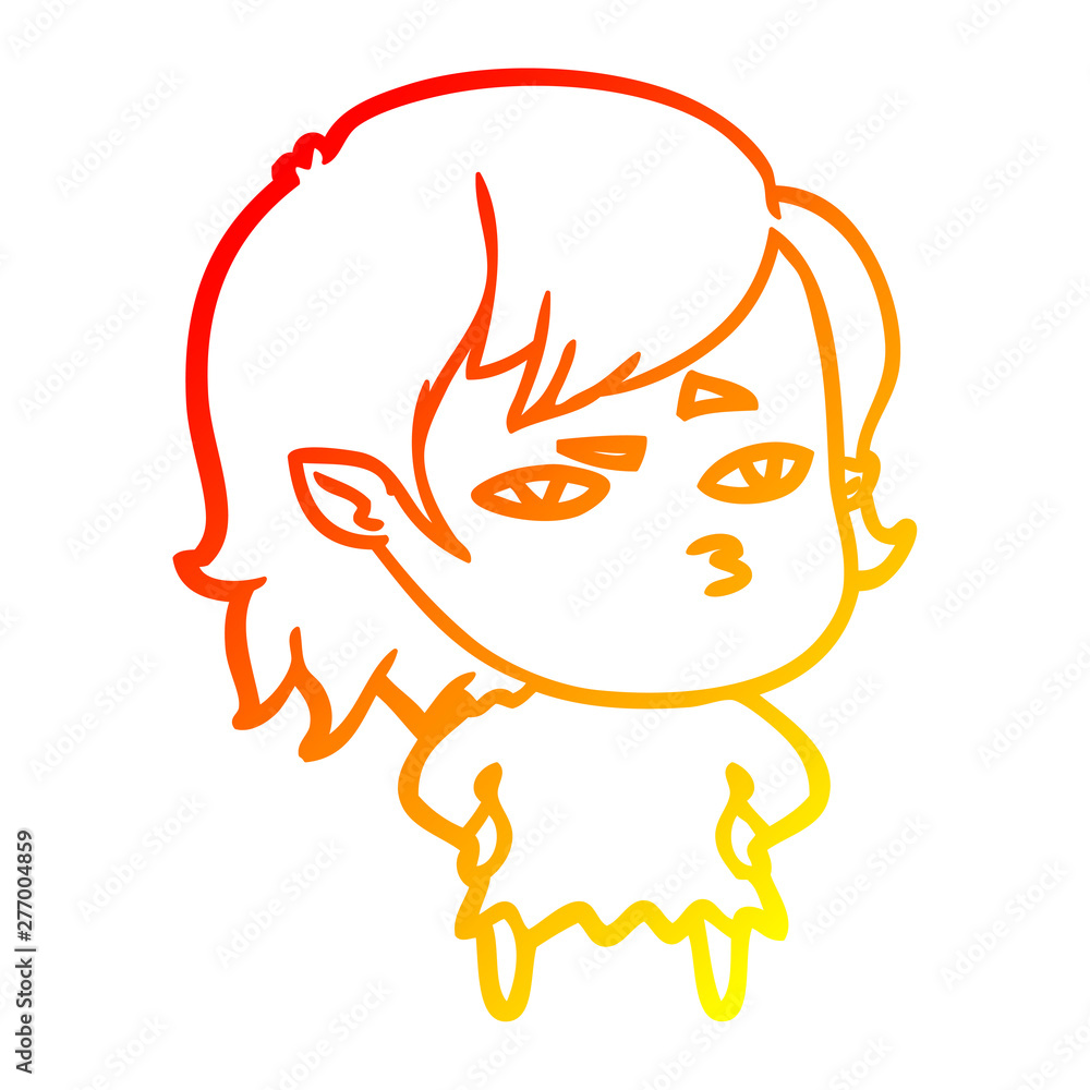 warm gradient line drawing cartoon vampire girl warm gradient line drawing cartoon vampire girl