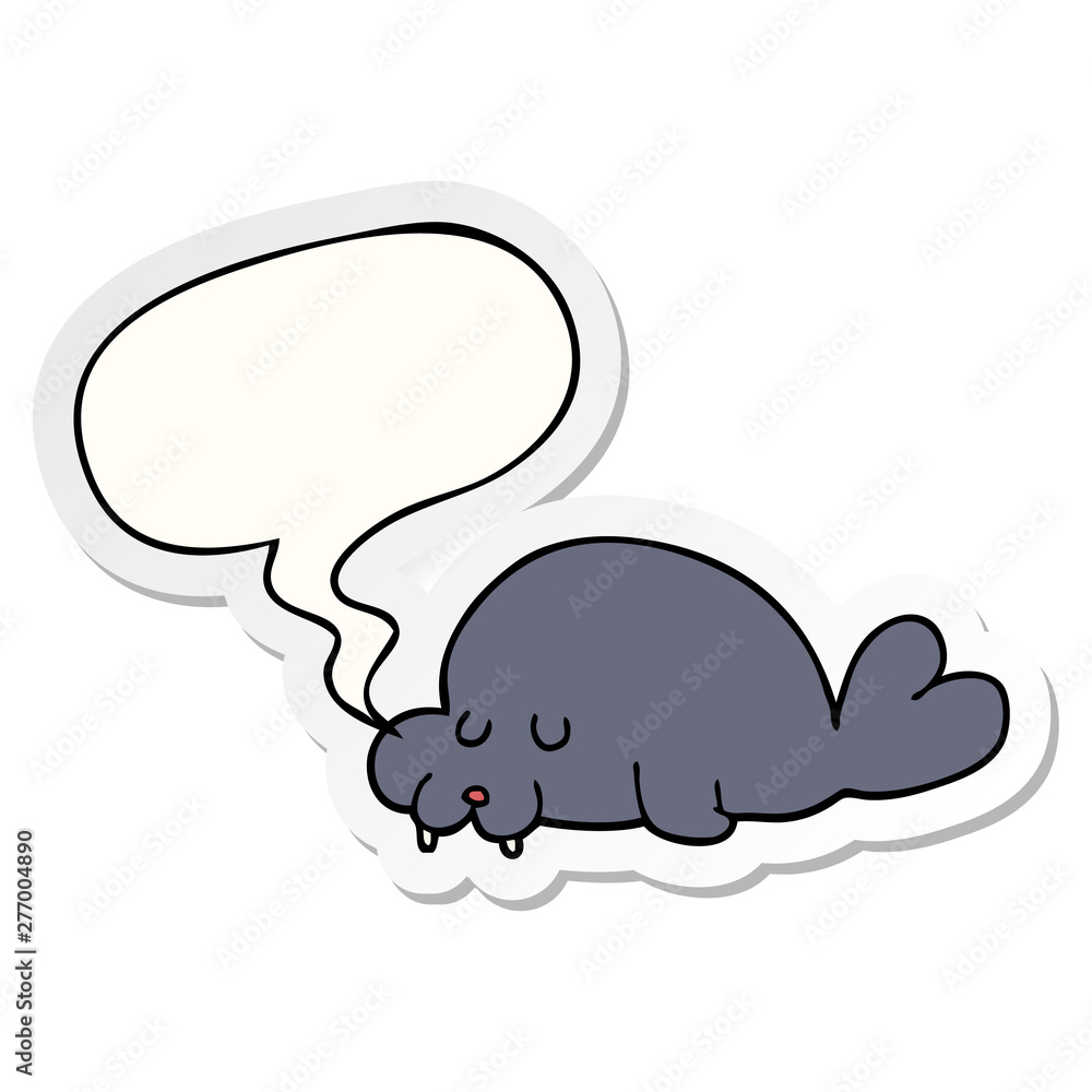 cartoon walrus and speech bubble sticker cartoon walrus and speech bubble sticker
