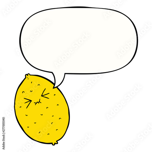 cartoon bitter lemon and speech bubble