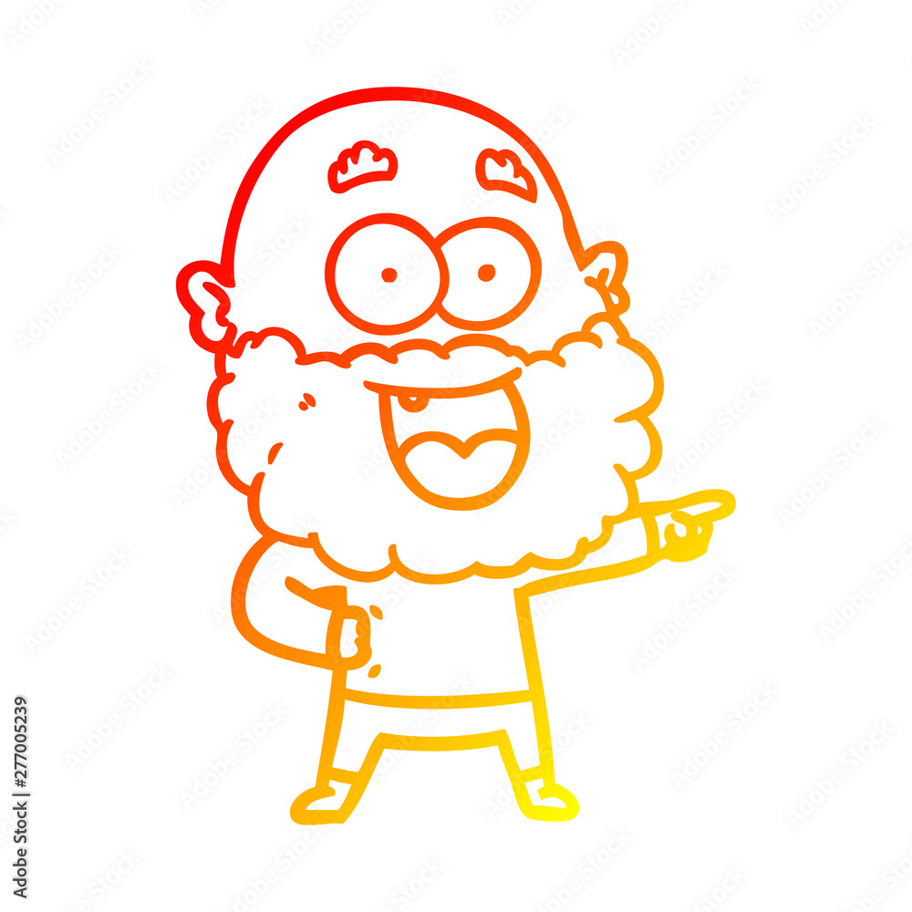 warm gradient line drawing cartoon crazy happy man with beard warm gradient line drawing cartoon crazy happy man with beard