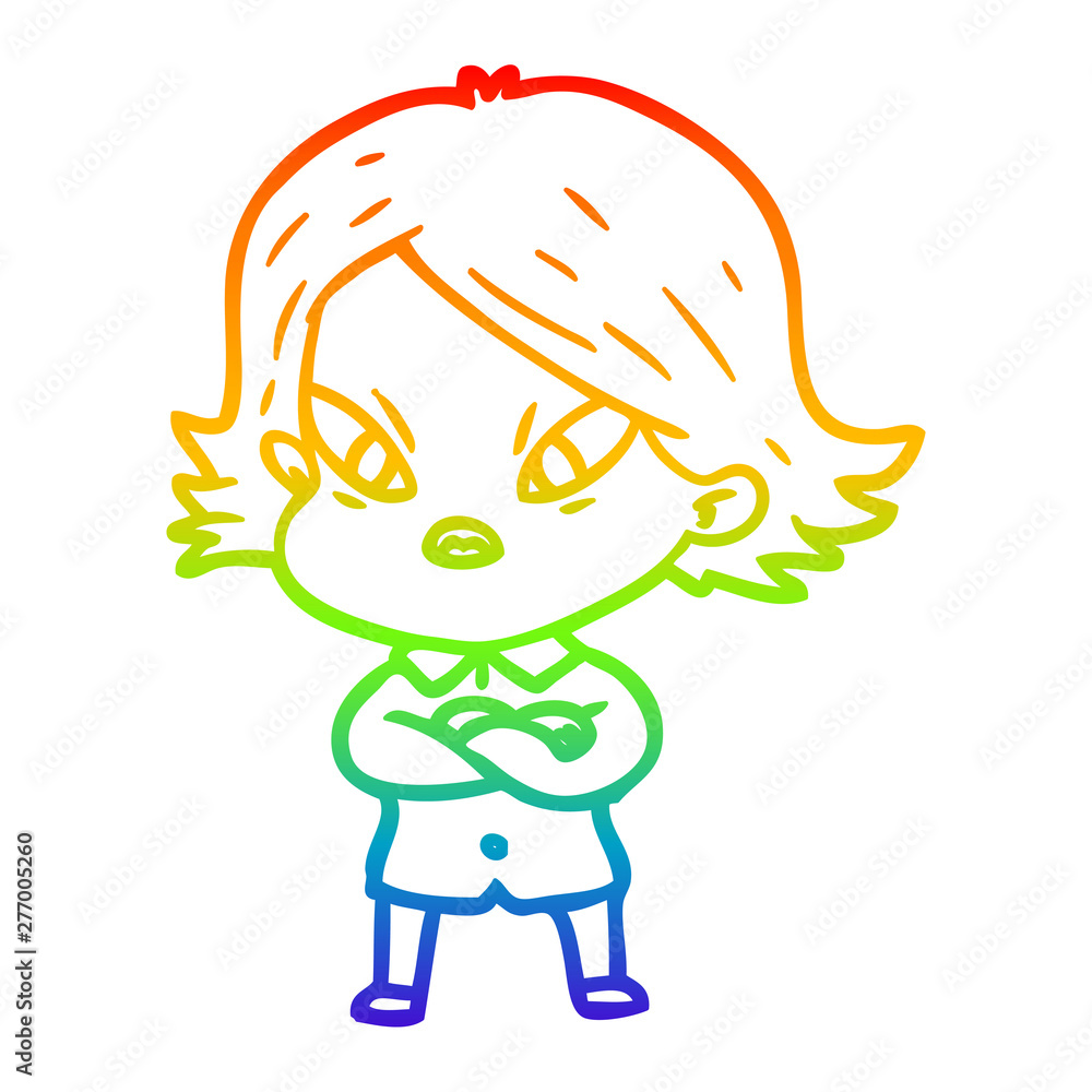 rainbow gradient line drawing cartoon stressed woman rainbow gradient line drawing cartoon stressed woman