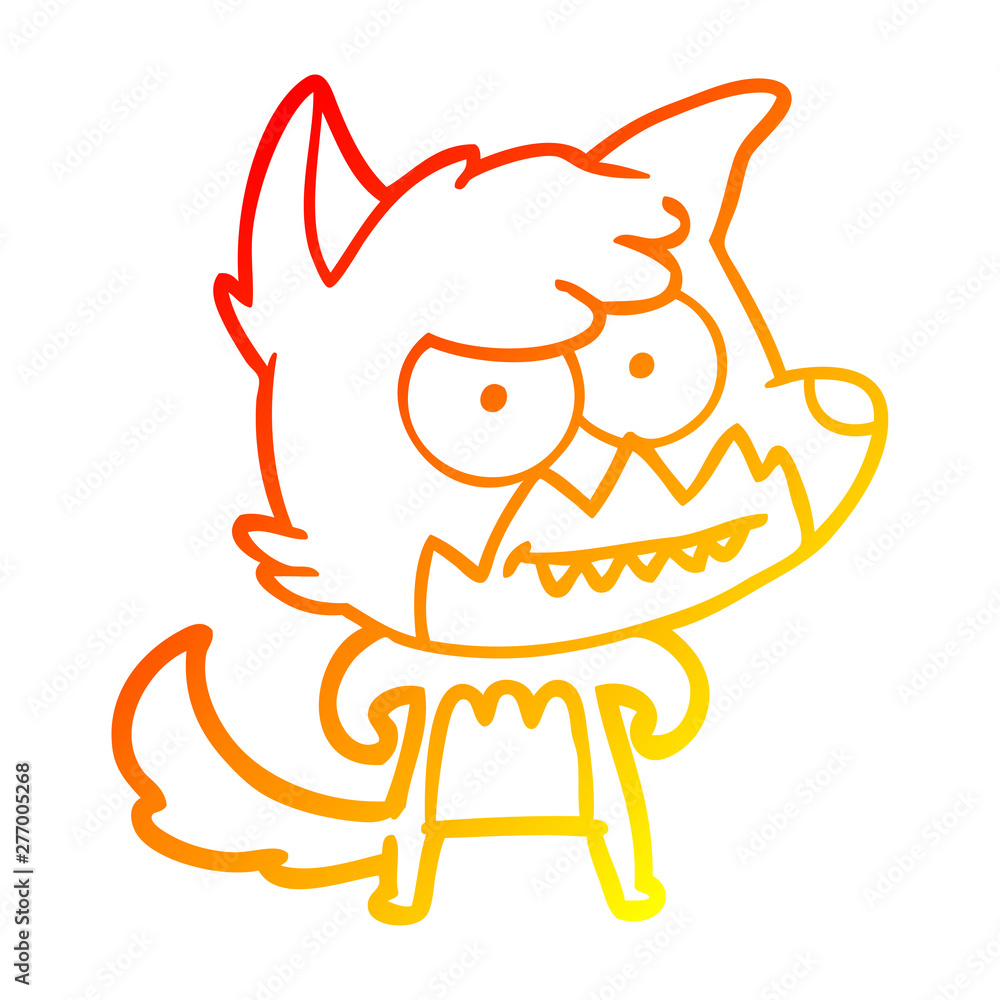 warm gradient line drawing cartoon grinning fox warm gradient line drawing cartoon grinning fox