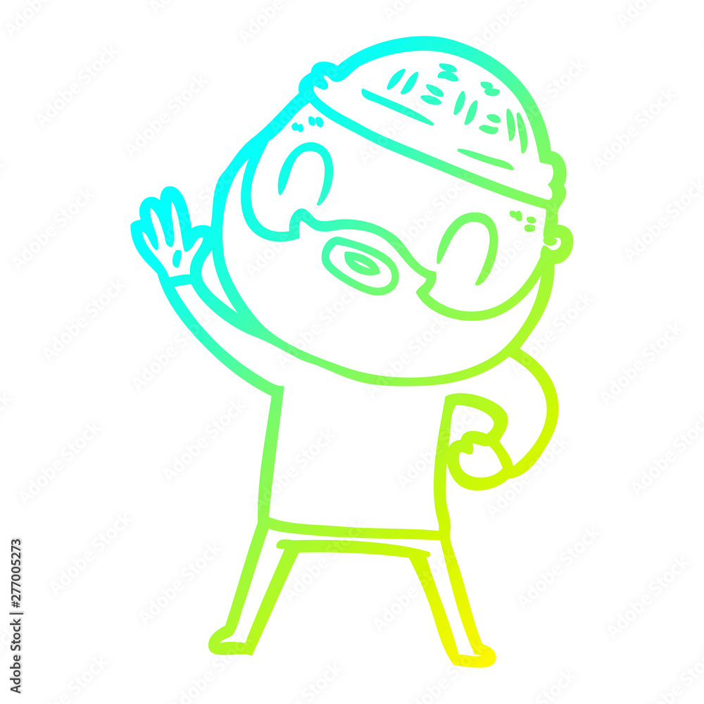 cold gradient line drawing cartoon bearded man cold gradient line drawing cartoon bearded man