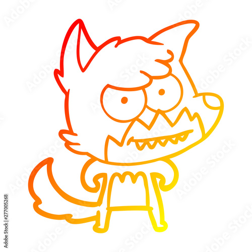 warm gradient line drawing cartoon grinning fox