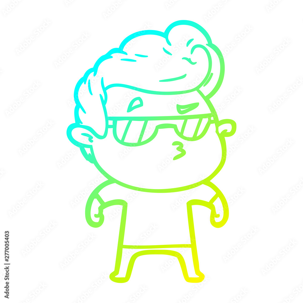 cold gradient line drawing cartoon cool guy