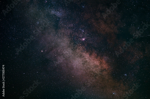A colorful deep sky galaxy shot from the center of the Milky Way with starry nebula and thousands of individual stars.