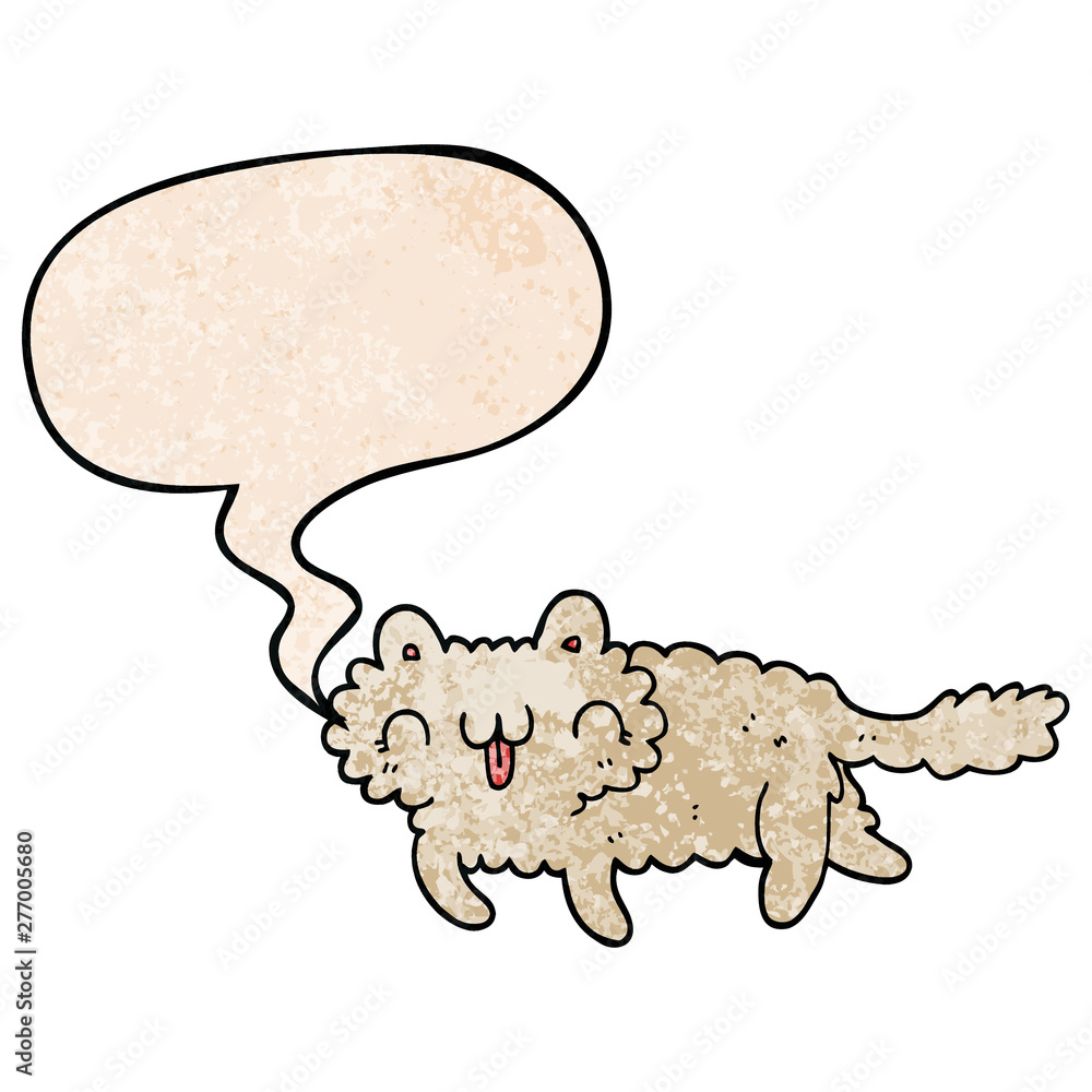 cartoon cat and speech bubble in retro texture style cartoon cat and speech bubble in retro texture style