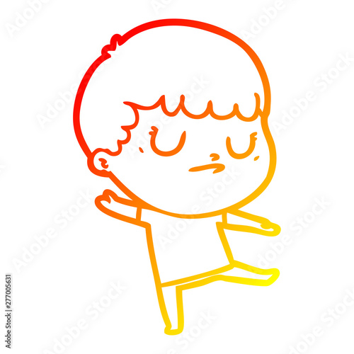 warm gradient line drawing cartoon grumpy boy