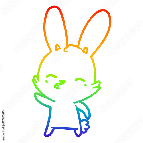 rainbow gradient line drawing curious bunny cartoon