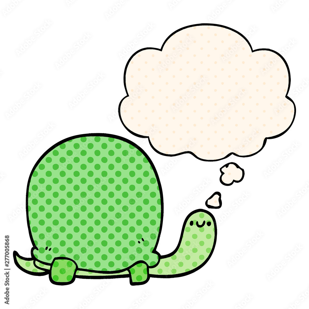 cute cartoon tortoise and thought bubble in comic book style cute cartoon tortoise and thought bubble in comic book style
