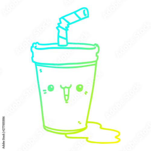 cold gradient line drawing cute cartoon soda