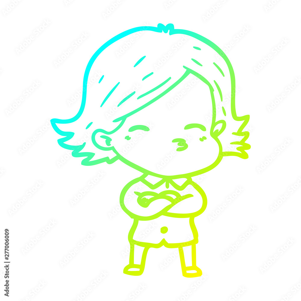 cold gradient line drawing cartoon woman cold gradient line drawing cartoon woman