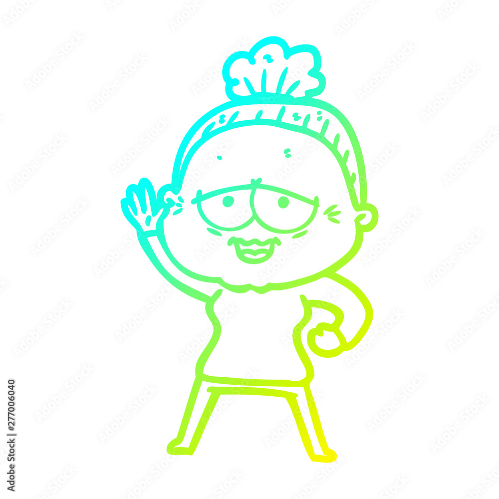cold gradient line drawing cartoon happy old lady cold gradient line drawing cartoon happy old lady