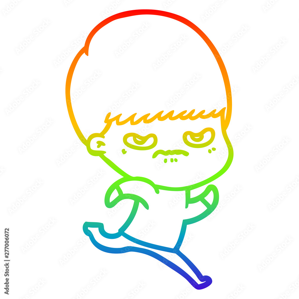 rainbow gradient line drawing cartoon angry boy rainbow gradient line drawing cartoon angry boy