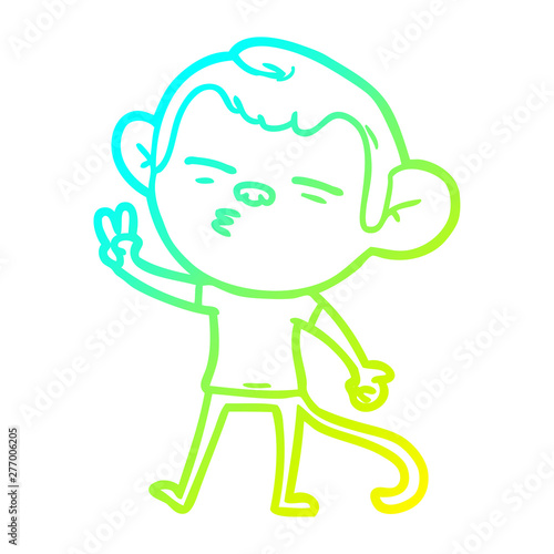 cold gradient line drawing cartoon suspicious monkey