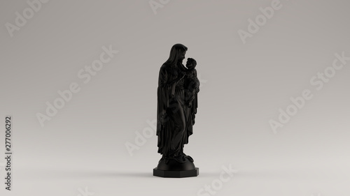 Black Mary an Child Statue 3d illustration 3d render