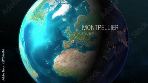 France - Montpellier - Zooming from space to earth