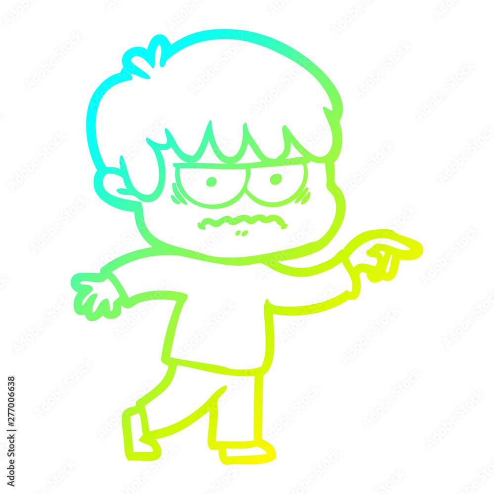 cold gradient line drawing annoyed cartoon boy cold gradient line drawing annoyed cartoon boy