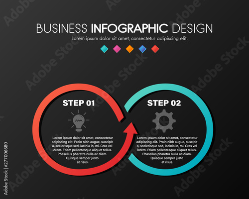 Business infographic design with 2 steps. Vector