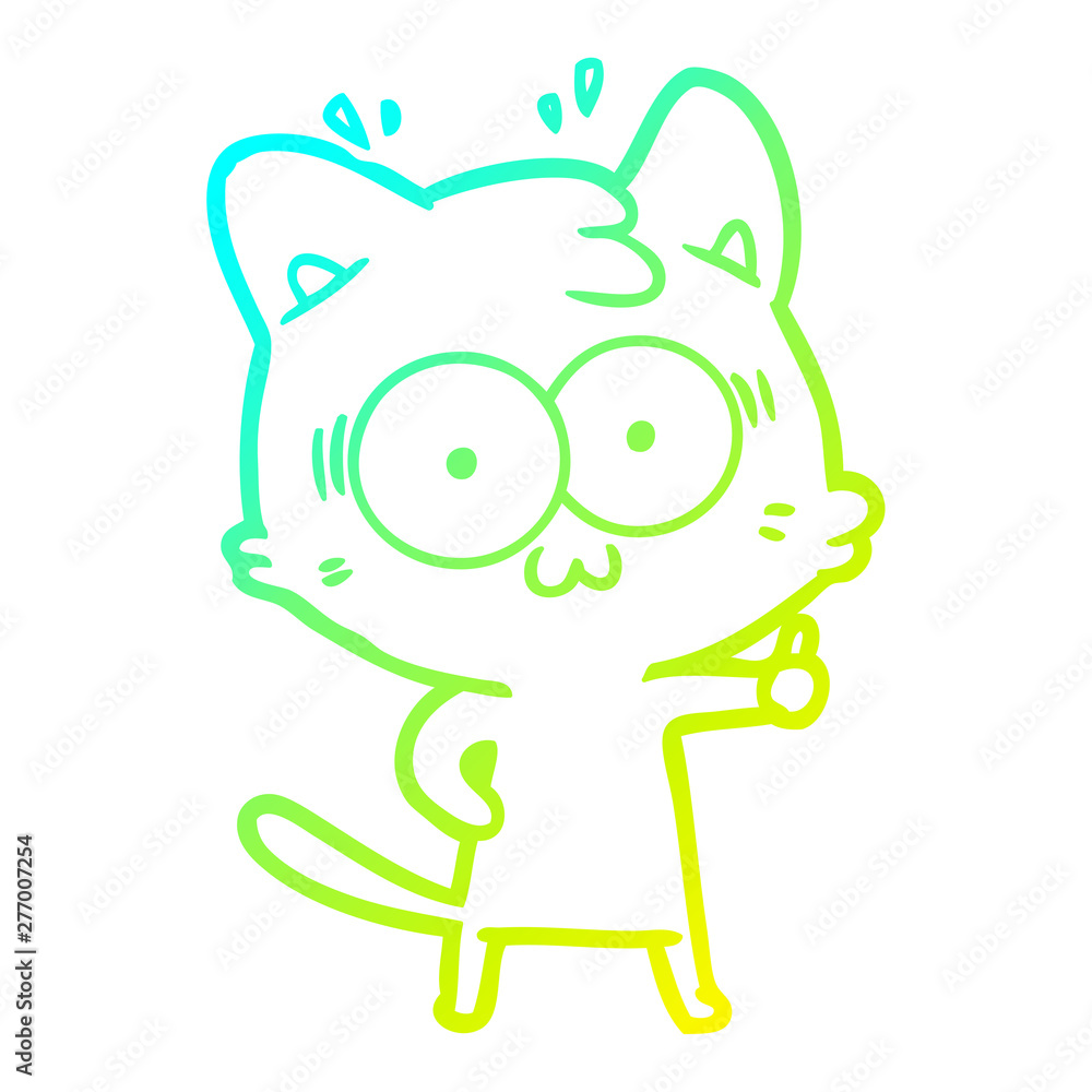 cold gradient line drawing cartoon surprised cat cold gradient line drawing cartoon surprised cat