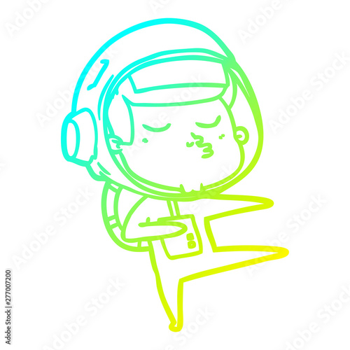 cold gradient line drawing cartoon confident astronaut