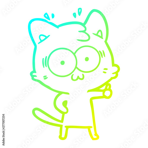 cold gradient line drawing cartoon surprised cat