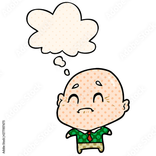 cartoon old man and thought bubble in comic book style