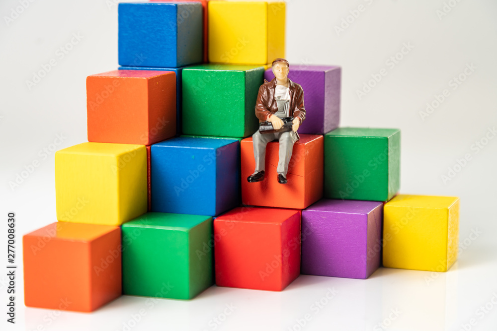 Obraz premium Building Blocks on table with white background