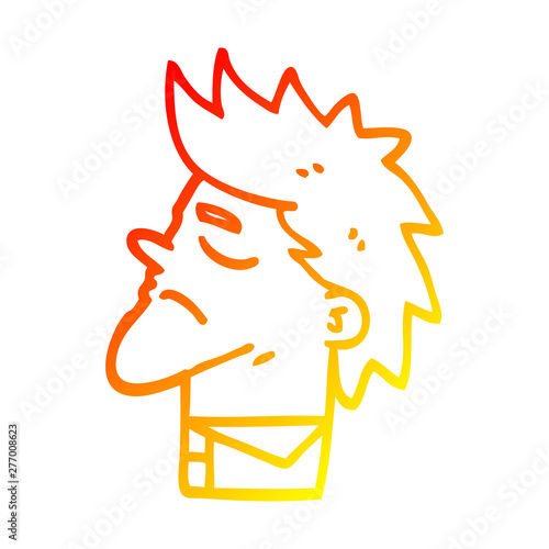 warm gradient line drawing cartoon arrogant man
