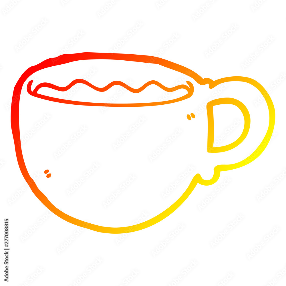 warm gradient line drawing cartoon coffee cup warm gradient line drawing cartoon coffee cup