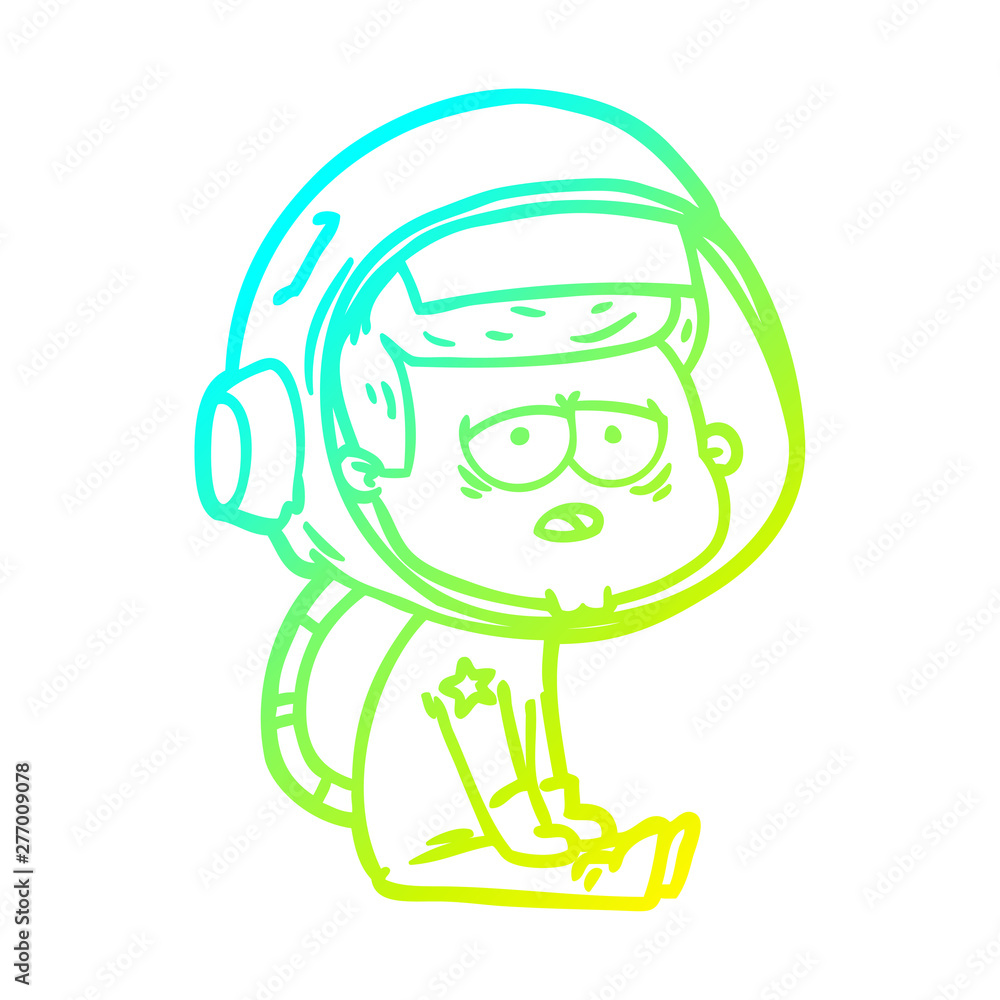 cold gradient line drawing cartoon tired astronaut cold gradient line drawing cartoon tired astronaut
