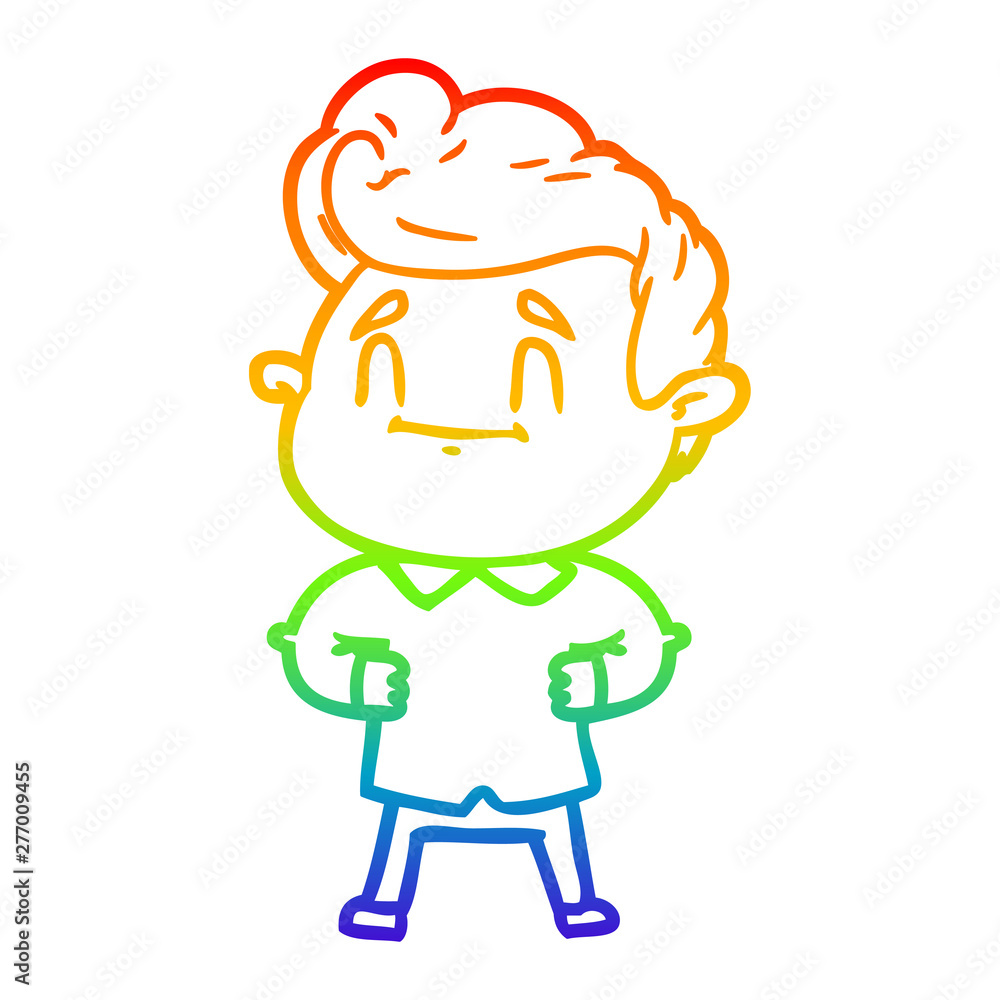 rainbow gradient line drawing happy cartoon man rainbow gradient line drawing happy cartoon man
