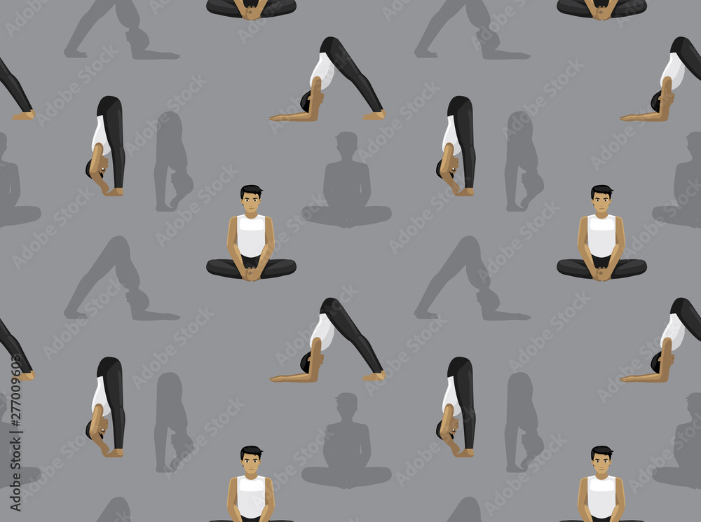 Obraz premium Manga Man Yoga Dolphin Pose Background Seamless Wallpaper