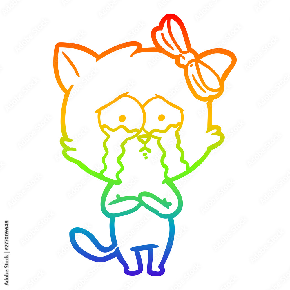 rainbow gradient line drawing cartoon cat rainbow gradient line drawing cartoon cat