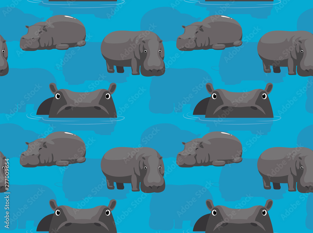 Seamless background with hippo. Wallpaper for printing on fabric and sewing  children clothing. 4848675 Vector Art at Vecteezy