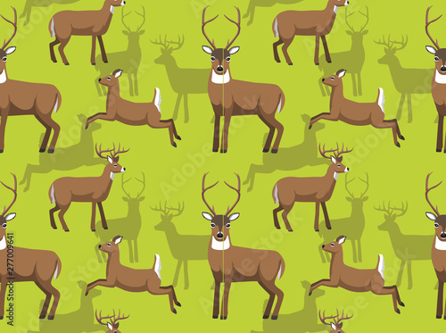 White-tailed Deer Cartoon Background Seamless Wallpaper