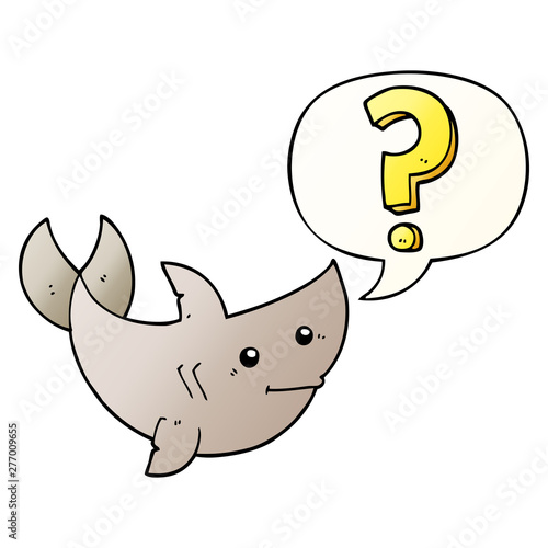 cartoon shark asking question and speech bubble in smooth gradient style