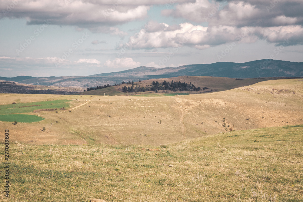 Obraz premium Randonnée sur le Mont-Lozère, dans le département de la Lozère en Occitanie, randonnée des bondons et ses menhirs