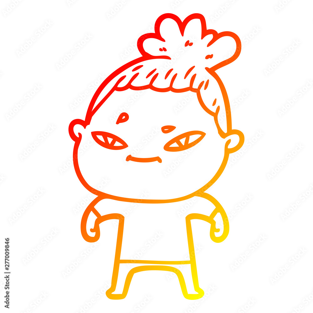 warm gradient line drawing cartoon woman warm gradient line drawing cartoon woman