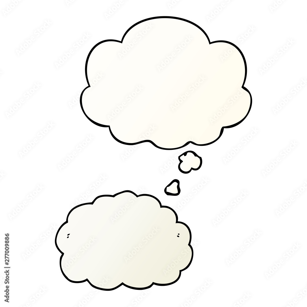 cartoon cloud and thought bubble in smooth gradient style cartoon cloud and thought bubble in smooth gradient style