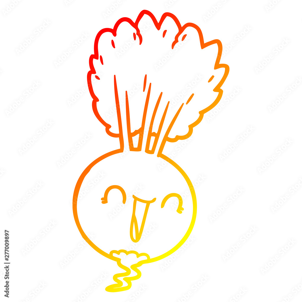 Obraz premium warm gradient line drawing cartoon root vegetable
