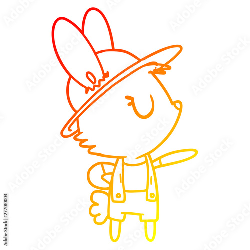 warm gradient line drawing cartoon rabbit construction worker