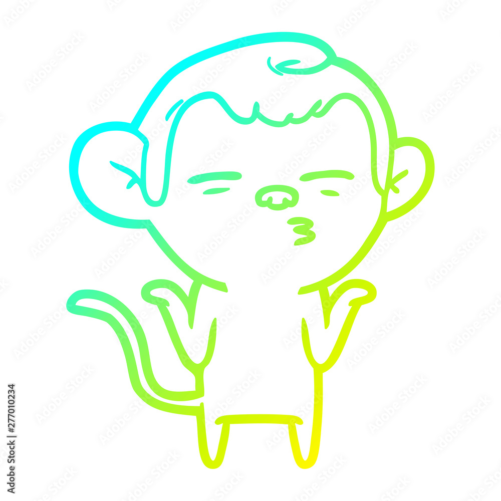 Obraz premium cold gradient line drawing cartoon suspicious monkey